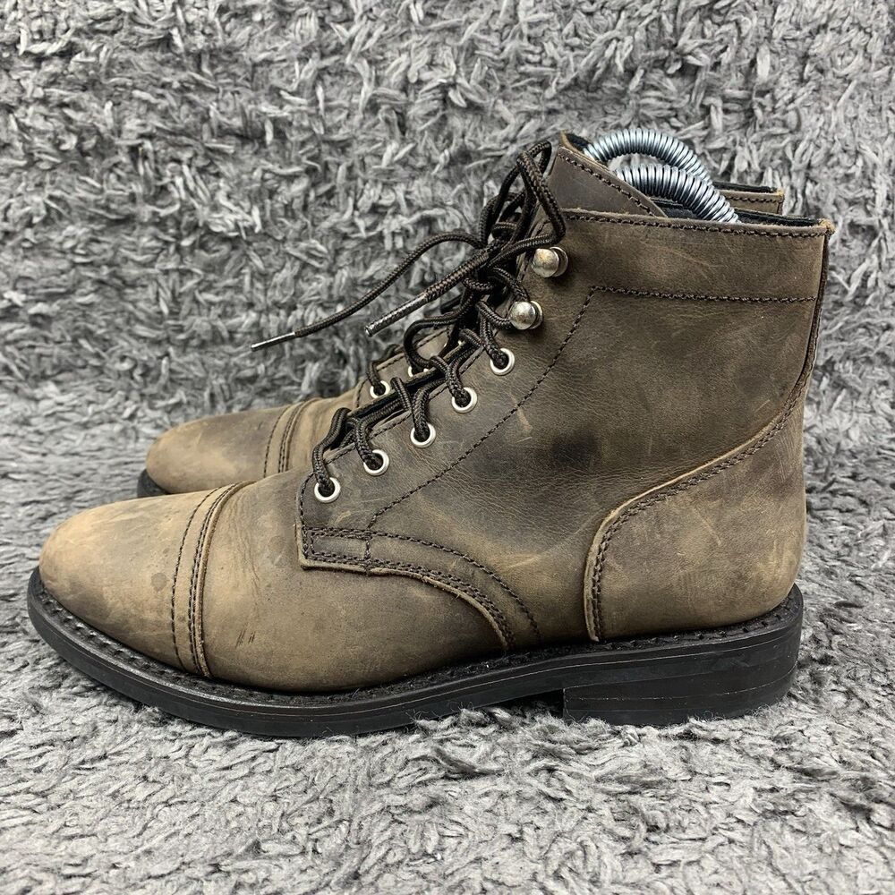 Thursday Boot Company Captain Boots Safari Brown Waxed Suede Cap Toe Sz 8.5